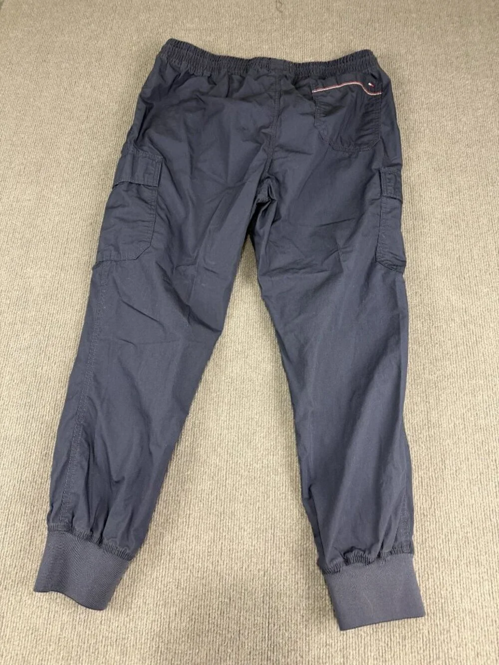 Tommy Jeans Mens Navy Cargo Jogger Pants XL Drawstring Elastic Cuffs